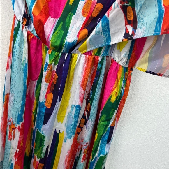 Judith March silky one shoulder colorful maxi dress with side slit, EUC! - Picture 7 of 10